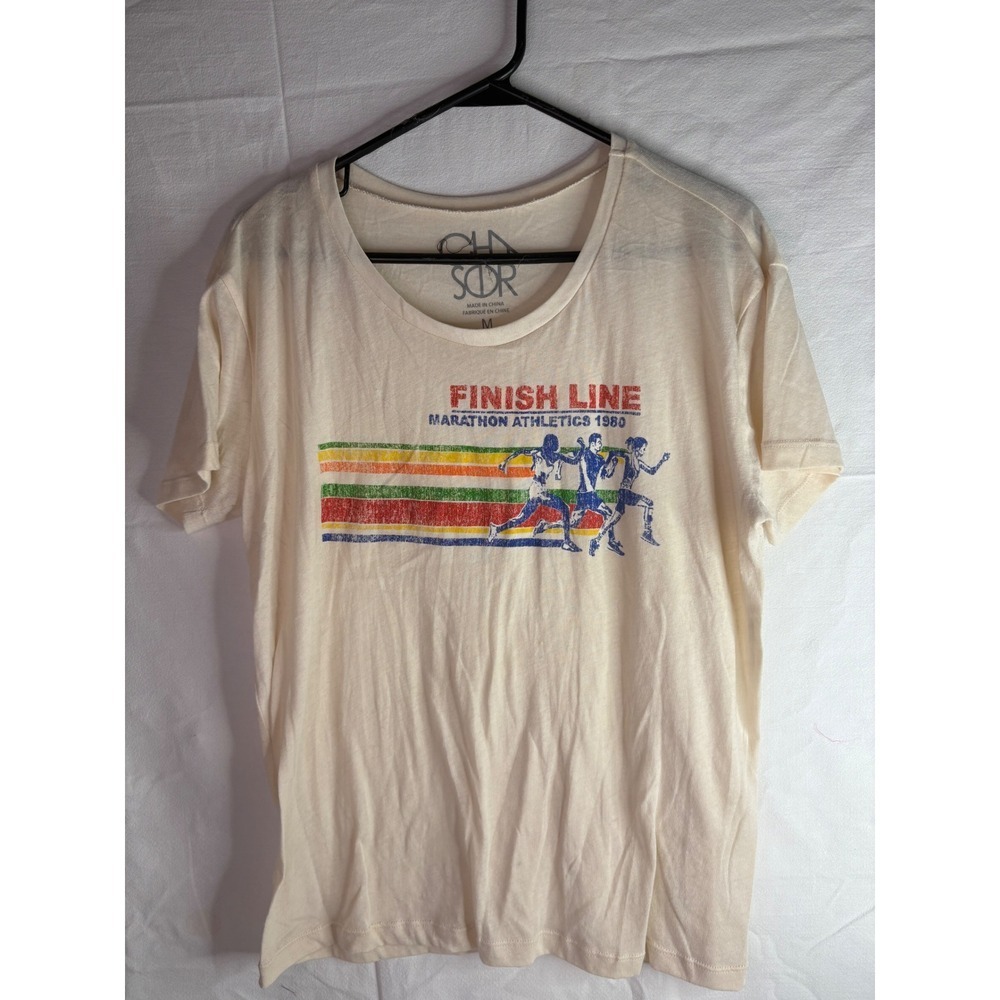 SCOR‎ Marathon Athletics 1980 Graphic T Shirt Women's Size M White Short Sleeve